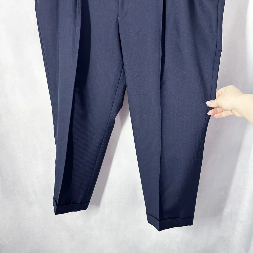 Lauren Ralph Lauren Wool Long Sleeve Striped Navy Blue Suit Mens Size 48R